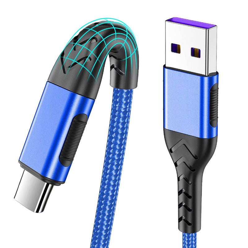 Durcord USB C Cable, Upgarded 2Pack 3ft Fast Charging USB Type C Charging Cord Cable, 3 Foot Type C Charger Nylon Braided USB Cable Compatible Compatible with iPhone 15/Pro/Plust/Max/Samsung-Blue - Image 1