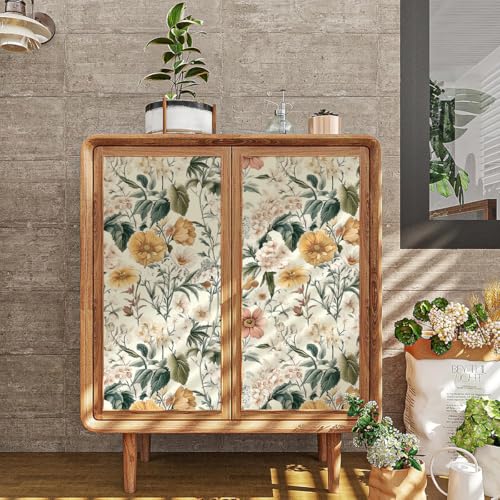 Livebor Vintage Floral Peel and Stick Wallpaper Floral Contact Paper 16.9"x196.8" Boho Neutral Wallpaper Peel and Stick Self Adhesive Wall Paper for Cabinets Bathroom Covering Wall Decorative Vinyl - Image 3