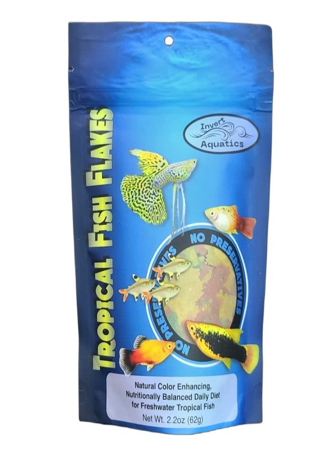 Invert Aquatics Tropical Fish Flakes - Natural Color Enhancing Tropical Fish Food - 2.02 oz - Image 1