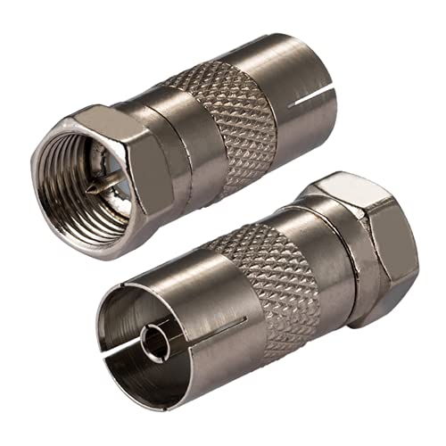 POBADY 2PCS TV Aerial Coaxial Cable Adapter F Type Male to TV Female Adapter DVB-T T2 TV Tuner Antenna Adapter HD TV for TV Ariel BK LED 4K 3D UHD TV - Image 1