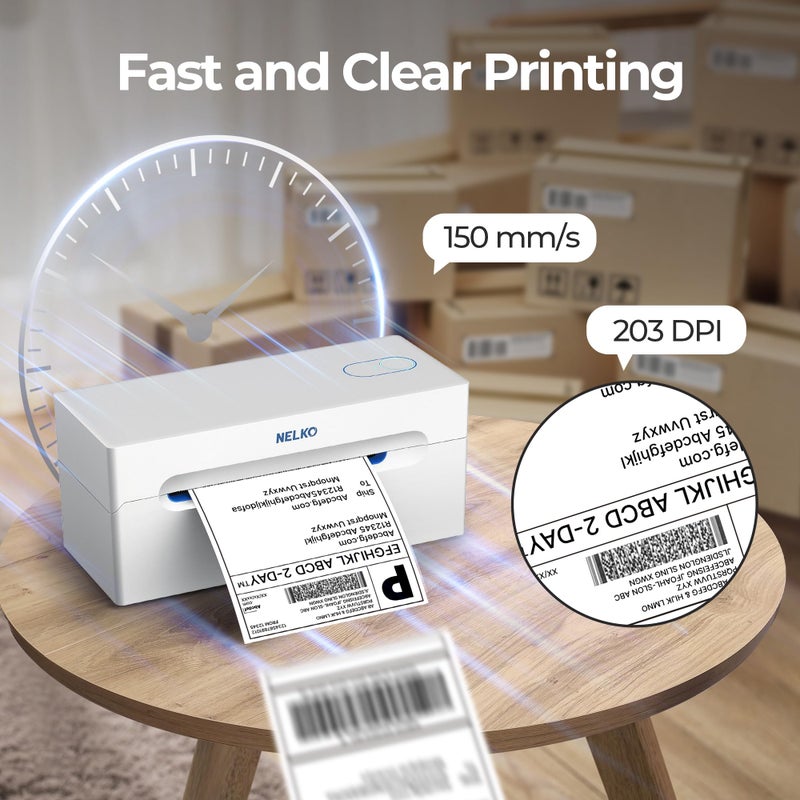 Nelko Bluetooth Thermal Shipping Label Printer, Wireless 4x6 Shipping Label Printer for Small Business, Support Android, iPhone and Windows, Widely Used for Amazon, Ebay, Shopify, Etsy(White) - Image 2