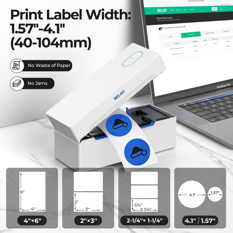 Nelko Bluetooth Thermal Shipping Label Printer, Wireless 4x6 Shipping Label Printer for Small Business, Support Android, iPhone and Windows, Widely Used for Amazon, Ebay, Shopify, Etsy(White) - Image 4
