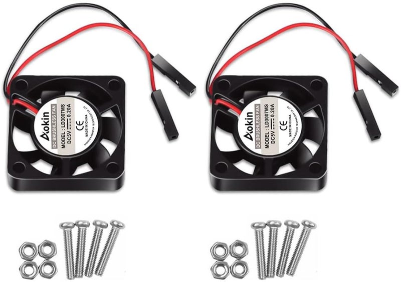 DORHEA 2Pcs 3007 Fan for Raspberry Pi 5 30x30x7mm Cooler Pi Brushless Cooling Case Fan 30MM 1.18in 3.3V 5V DC Quiet for Raspberry Pi 4, Pi 3 B+, Pi 3 B, 2, B+, Pi Zero/Zero W,Robot Project - Image 1