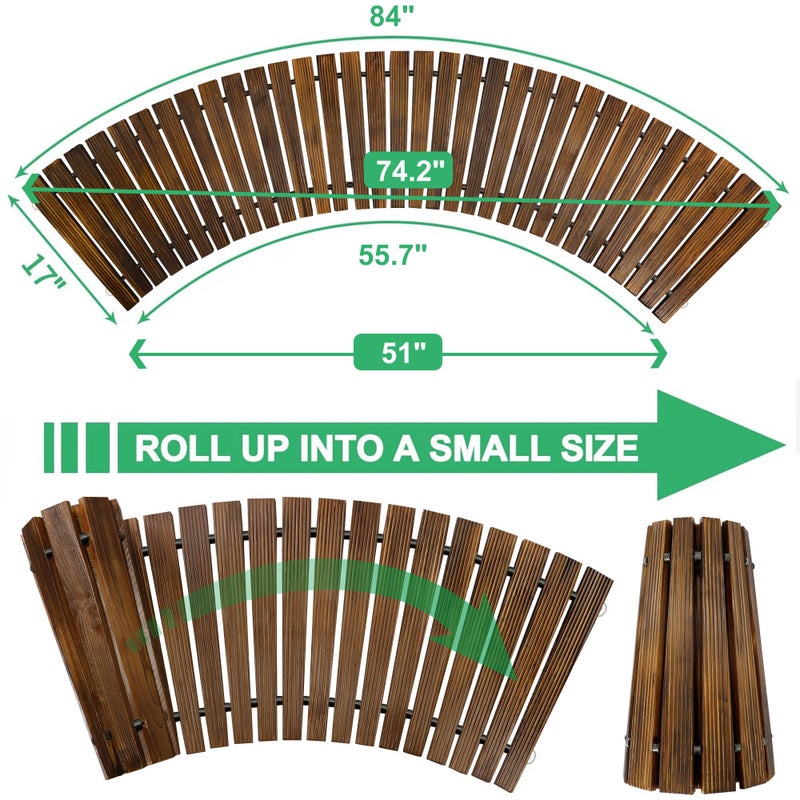 RELIANCER 6' Wooden Garden Pathway,Outdoor Roll Out Cedar Curved Walkway,Patio Path Decorative Garden Boardwalk Walkways,Weather-Resistant Roll Up Beach Wood Road Floor,Wedding Party Pathways - Image 2