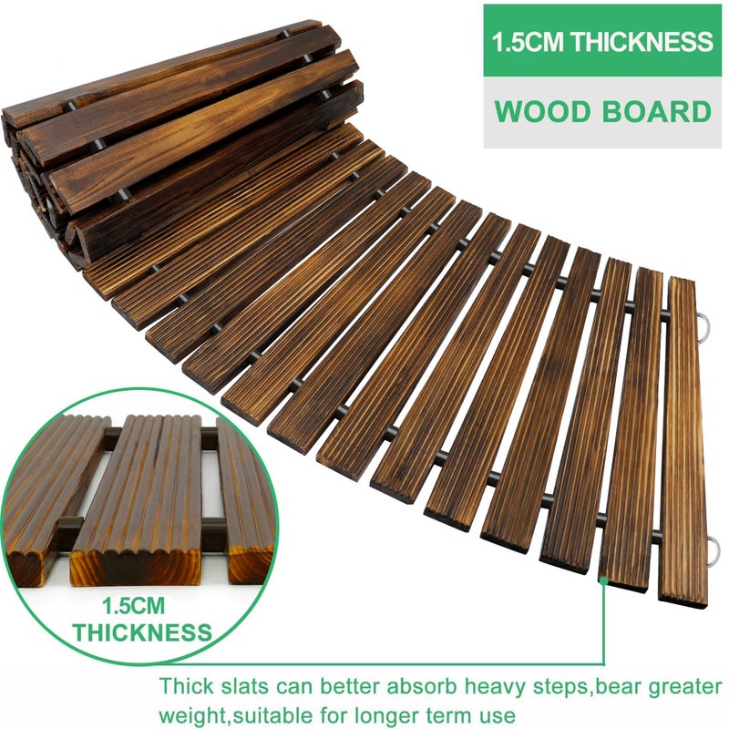 RELIANCER 6' Wooden Garden Pathway,Outdoor Roll Out Cedar Curved Walkway,Patio Path Decorative Garden Boardwalk Walkways,Weather-Resistant Roll Up Beach Wood Road Floor,Wedding Party Pathways - Image 3