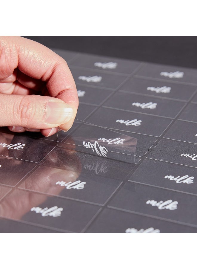 Restaurantware Label Tek 1.9 x 1 Inch Milk Bottle Labels, 100 Water-Resistant Labels For Bottles - Self-Adhesive, Clear With White Font, Plastic Bottle Stickers, For Drink Pouches, - Image 2