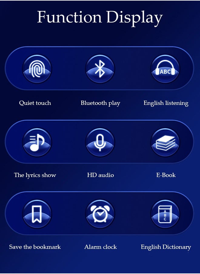 DUNISO MP3 Player With Bluetooth，Full Touch Screen Music Player，Multifunctional Lossless Sound Music Player，With Hifi Speaker And Fm Radio，Equipped With Headphones And Data Cable，Ideal For Sports And Travel，4GB  - Image 2