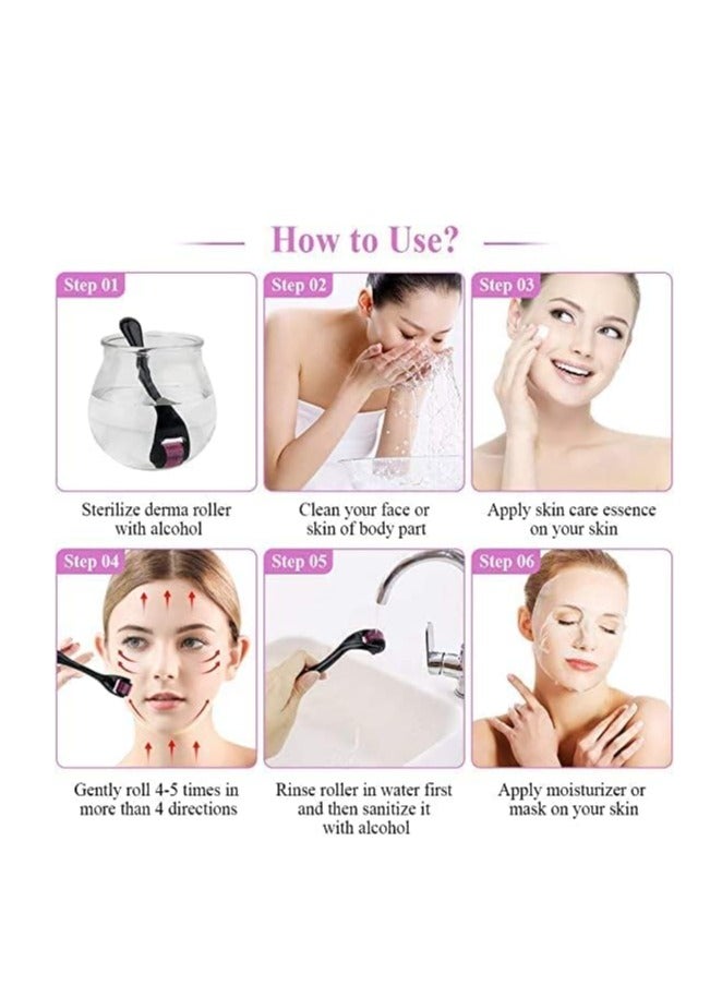 Derma Roller 0.5mm for Face Body Skin Care Micro-needle 540 Derma rolling Beard Hair Regrowth Stainless Steel Needle for Wrinkle Stretch Marks Scar Cellulite Women Men - Image 4