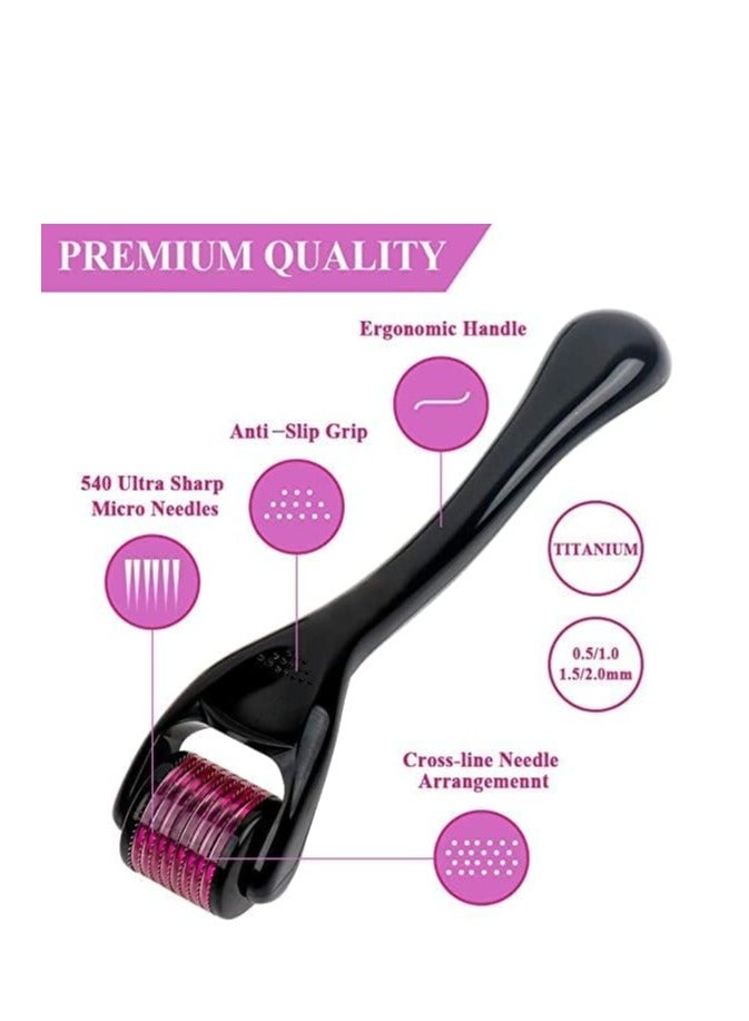 Derma Roller 0.5mm for Face Body Skin Care Micro-needle 540 Derma rolling Beard Hair Regrowth Stainless Steel Needle for Wrinkle Stretch Marks Scar Cellulite Women Men - Image 3