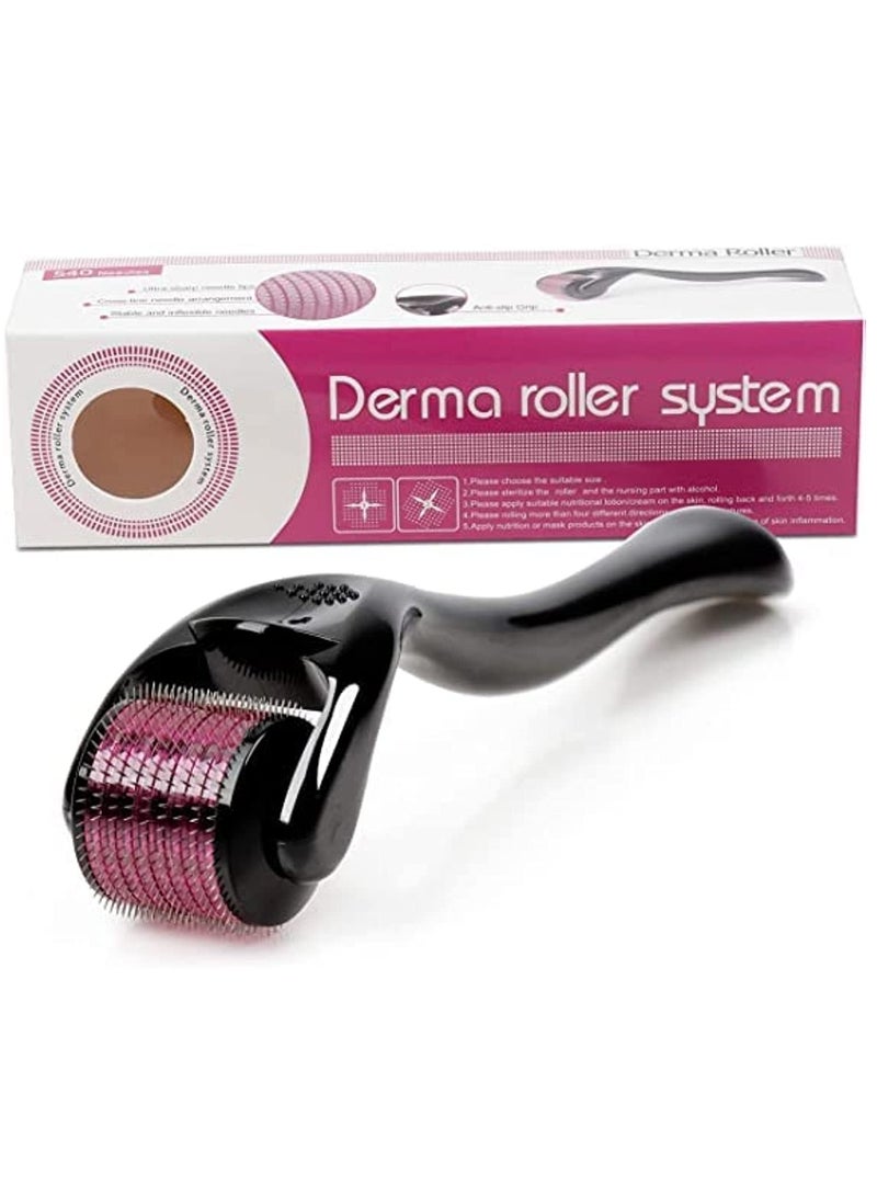 Derma Roller 0.5mm for Face Body Skin Care Micro-needle 540 Derma rolling Beard Hair Regrowth Stainless Steel Needle for Wrinkle Stretch Marks Scar Cellulite Women Men - Image 1