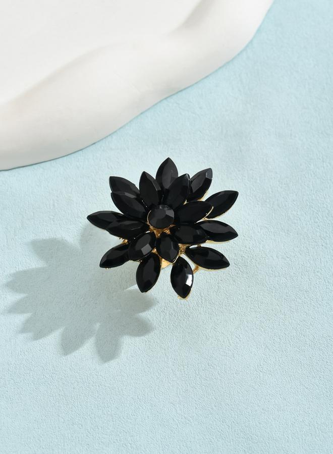 Take Two Black Flower Statement Ring - Image 5