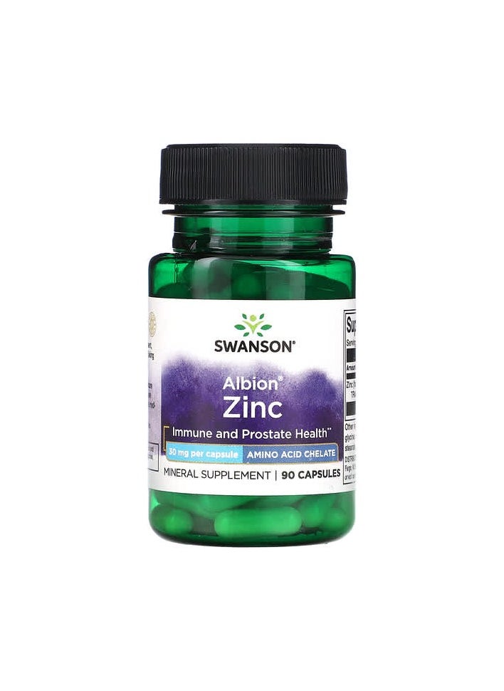 SWANSON - Albion Zinc, 30 mg, 90 Capsules - Image 1