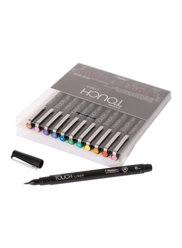 TOUCH SHINHANArt TOUCH Liner B Brush Pen Set – 12 Vibrant Colors | Dual Tip Art Markers | Waterproof Pigment Ink | Ideal for Calligraphy, Illustration & Journaling - Image 2