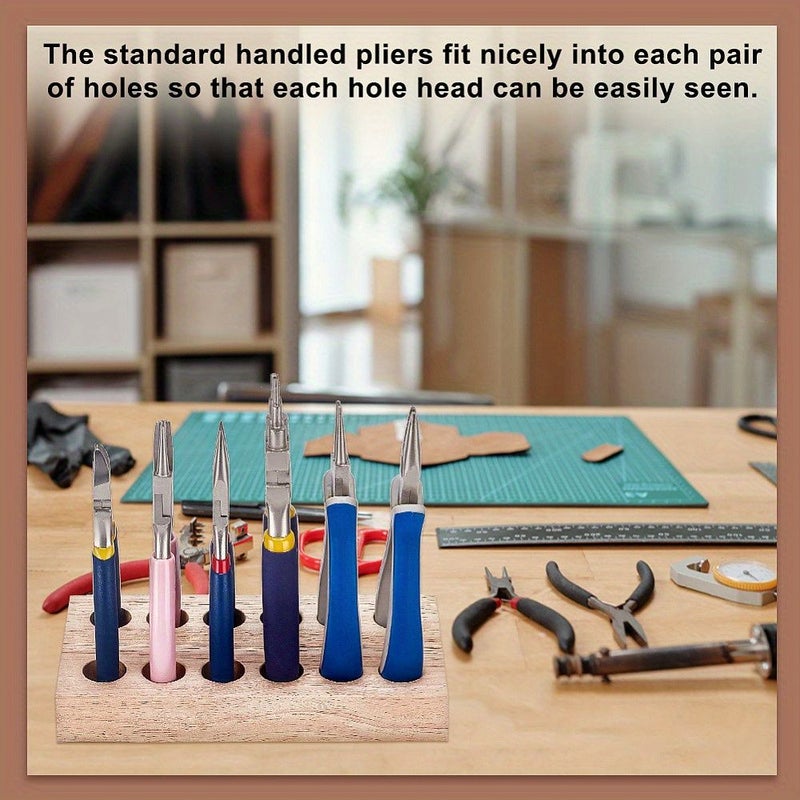 Global Paradise Wooden 12 Hole Storage Box For Pliers 6.2x3x0.9 Inch Craft Tool Organizer - Image 5