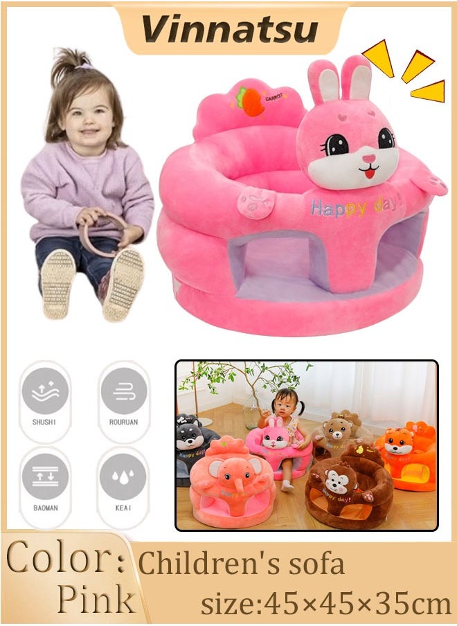 Vinnatsu Vinnatsu Baby Learning Sitting Chair, Baby Sitting Support Seat Sofa, Infant Toddler Cute Cartoon Learning Sitting Sofa-Breathable Crystal Fabric, Perfect Toddler Gift（PInk）  - Image 1