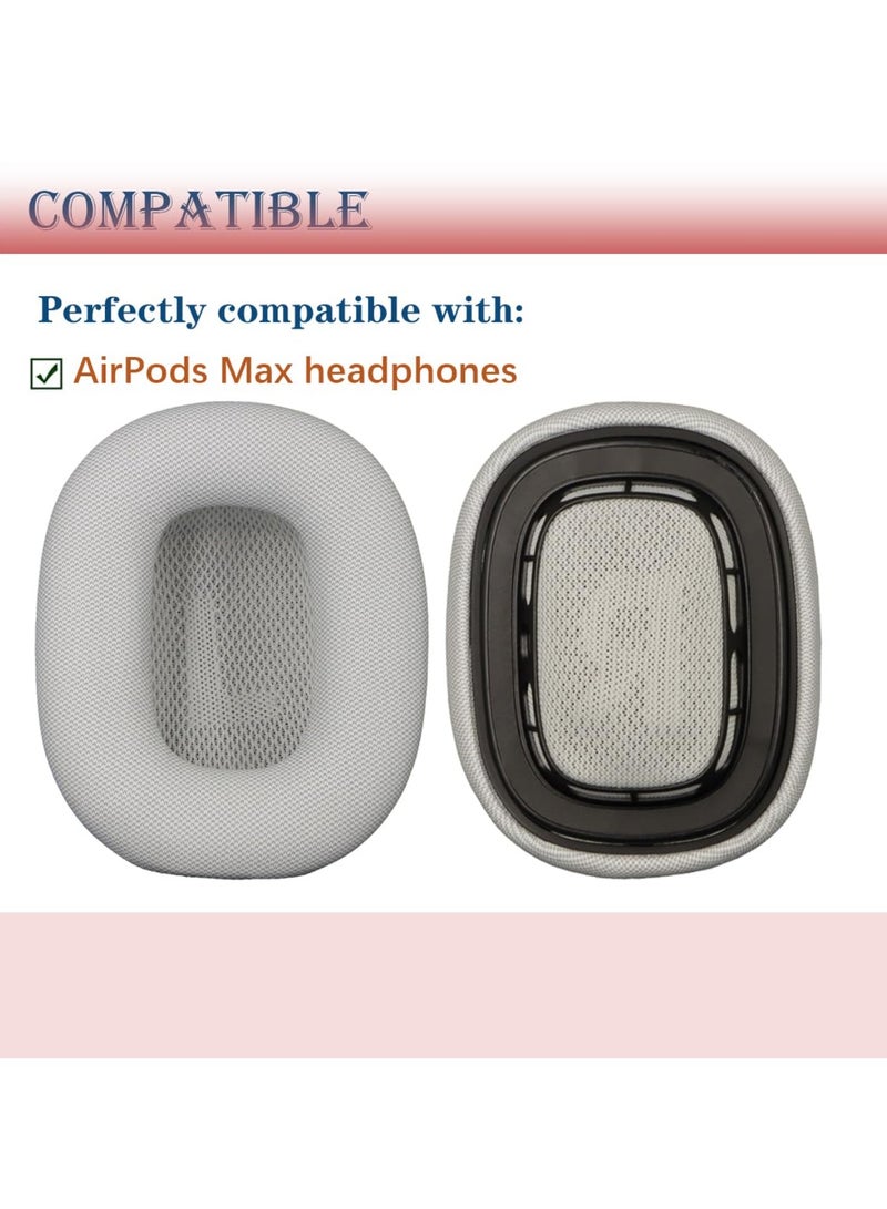 Earpads for Max Earpad Replacement Sweat Proof Ear Cushions Air pods Max Ear Pad Earcups with Protein Leather Memory Foam and Magnet (Silvery) - Image 2