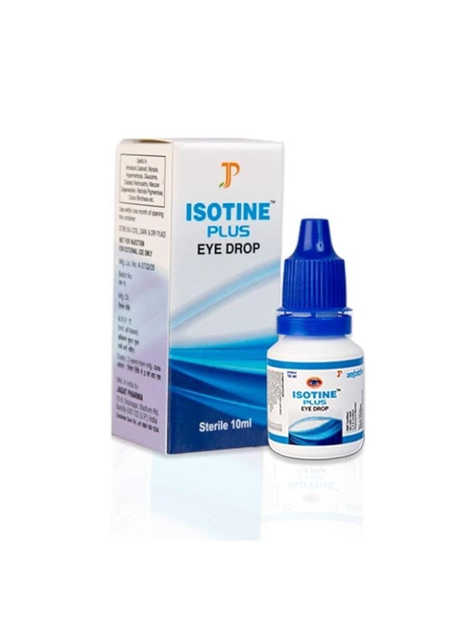 Jagat Pharma قطرات عين إيزوتين بلس إيزوتين بلس لمشاكل خطيرة مع فوائد الأعشاب الأيورفيدية - أملاء، شاندان، أشواغاندا وبالاش | 100% أيورفيدية | 1 علبة (10 مل × 6 قطرات عين) - معتمدة من آيوش - Image 2