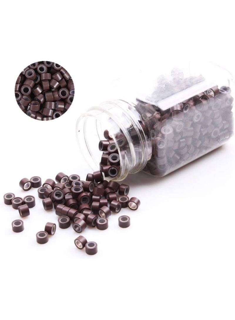 Estelle Silicone Lined Micro Links Rings Beads Hair Feather Extensions 5.0x3.0x3.0 mm Hair Beads Brown - Image 1