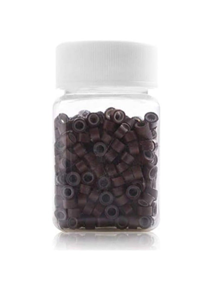 Estelle Silicone Lined Micro Links Rings Beads Hair Feather Extensions 5.0x3.0x3.0 mm Hair Beads Brown - Image 5
