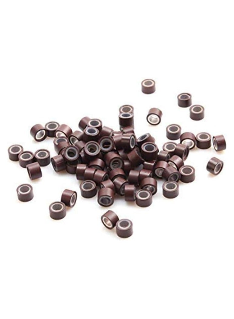 Estelle Silicone Lined Micro Links Rings Beads Hair Feather Extensions 5.0x3.0x3.0 mm Hair Beads Brown - Image 4