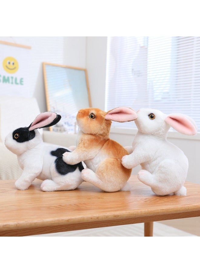 Cute Simulation Little Rabbit Plush Toy Little White Rabbit Children Sleeping Soothing Doll Girl Doll Gift Super Cute-Specifications:Sitting Model 24cm Squatting Model 16cm, Length 20cm (0.12kg)-Color:Sitting Brown Rabbit - Image 4