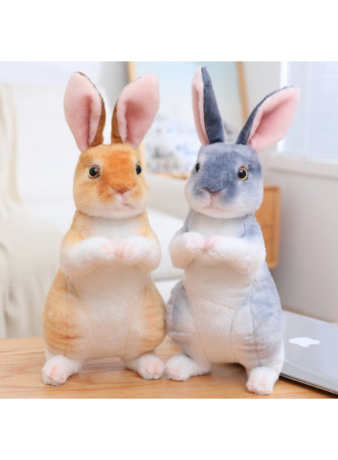Cute Simulation Little Rabbit Plush Toy Little White Rabbit Children Sleeping Soothing Doll Girl Doll Gift Super Cute-Specifications:Sitting Model 24cm Squatting Model 16cm, Length 20cm (0.12kg)-Color:Sitting Brown Rabbit - Image 5