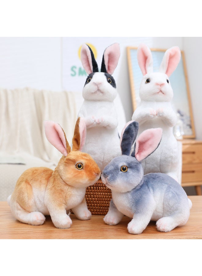 Cute Simulation Little Rabbit Plush Toy Little White Rabbit Children Sleeping Soothing Doll Girl Doll Gift Super Cute-Specifications:Sitting Model 24cm Squatting Model 16cm, Length 20cm (0.12kg)-Color:Sitting Brown Rabbit - Image 3