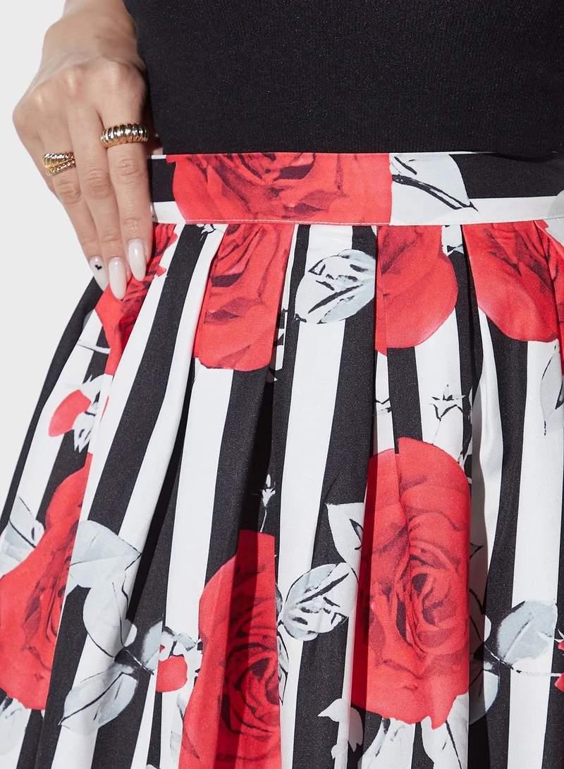 2Xtremz Floral Prints High Waist Skirt