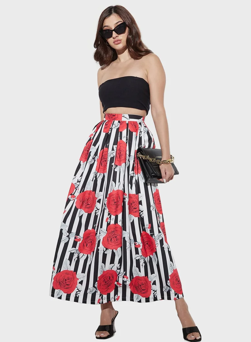 2Xtremz Floral Prints High Waist Skirt
