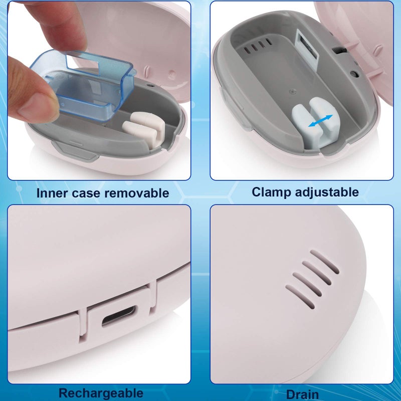NewWay Mini Toothbrush Cover Rechargeable Travel Toothbrush Case with Holder for Houshold and Traving or Business Trip Pink - Image 3
