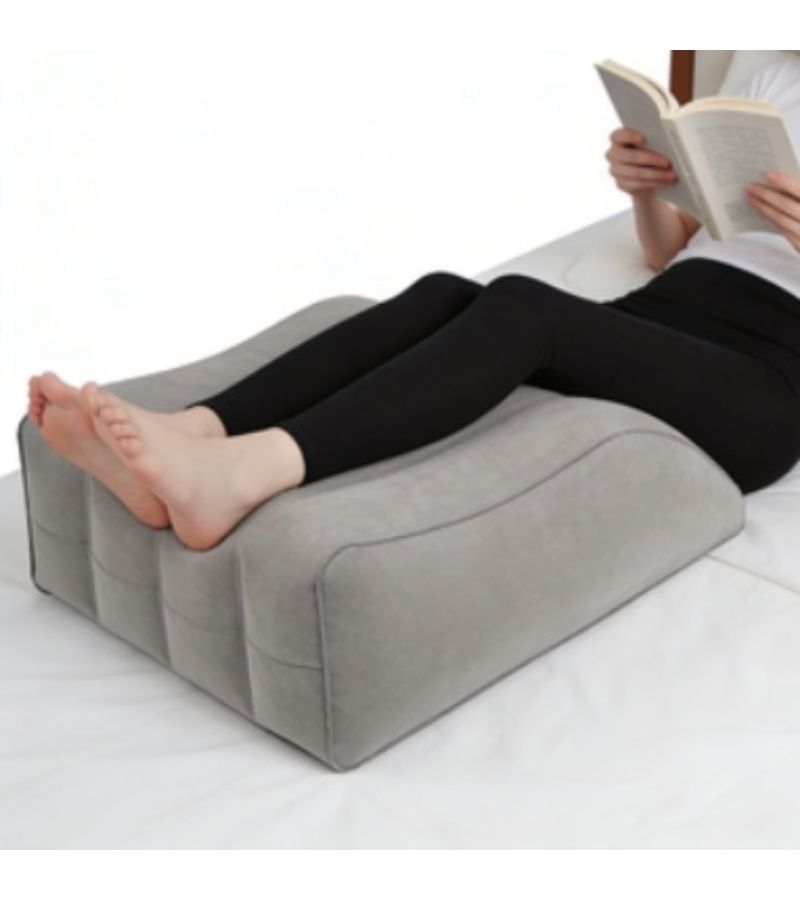 Grey Inflatable Wedge Leg Cushion For Blood Circulation And Edema Relief Suitable For Bed And Sofa - Image 5