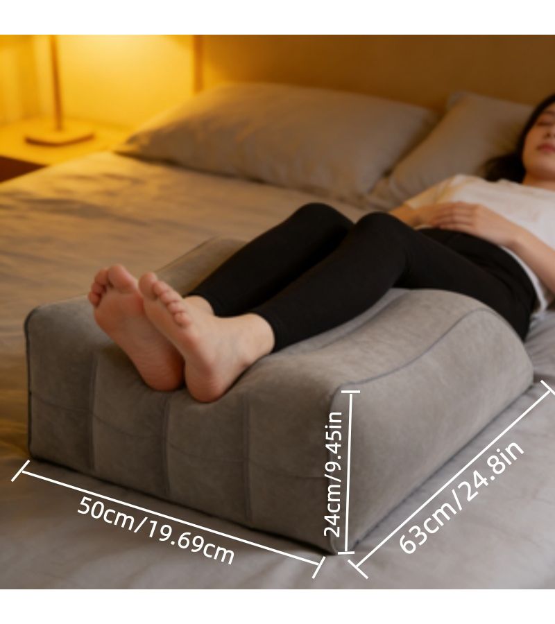 Grey Inflatable Wedge Leg Cushion For Blood Circulation And Edema Relief Suitable For Bed And Sofa - Image 1