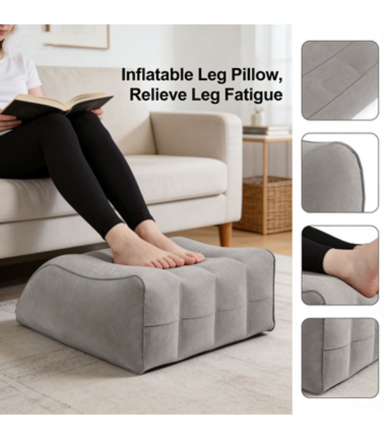 Grey Inflatable Wedge Leg Cushion For Blood Circulation And Edema Relief Suitable For Bed And Sofa - Image 3
