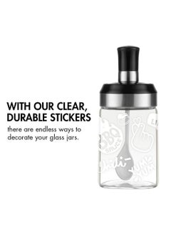 KASTWAVE Sauce Jar Sugar Container Glass Jar Combination Spoon with Lid Canisters Storing Seasoning Spices Salt Sugar for Kitchen Counter Food Storage with Decorative Sticker 9.7oz / 280ml  - Image 4