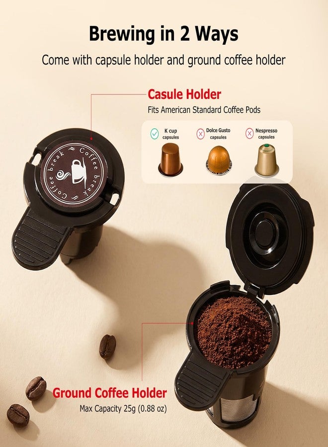 Bonsenkitchen 2-in-1 Single Serve Coffee Maker for K Cup & Ground Coffee, Fast Brewing (6-14oz),One Cup Coffee Machine with Travel Mug,Space-Saving for Home，Office，Dorm - Image 2
