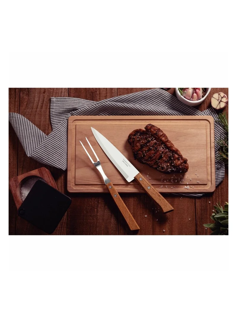 ترامونتينا Tramontina Churrasco 3-Pieces Barbecue Carving Set with Stainless Steel Blades and Natural Wood Handles