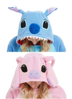 GGEROU Stitch Adult Onesie Animal Pajamas,Stitch Cosplay Costumes,Adult Hoodie Animal Jumpsuit Pyjamas Animal Outfit, Pink  - Image 5