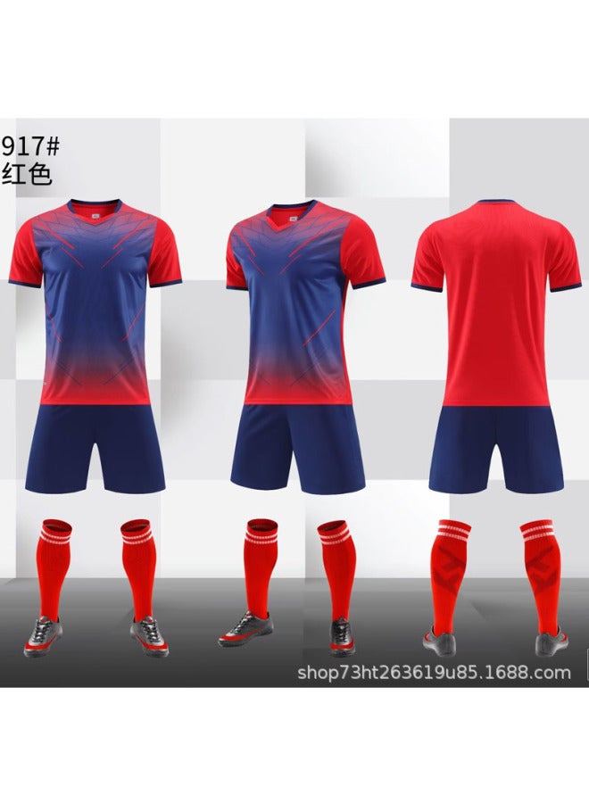 917 Red Short Sleeve Football Jersey - Image 1