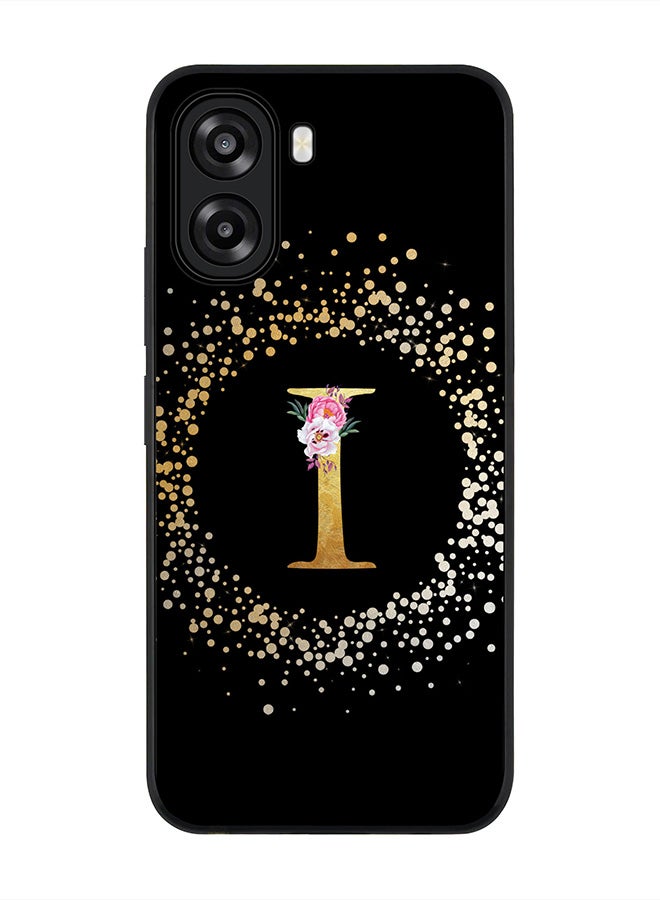 Stylizedd For Oppo A6x 5G / A6x 4G Case,Slim fit Camera Protection, Shockproof Thin Phone cover  - Custom Monogram Floral - I ( Black ) - Image 1