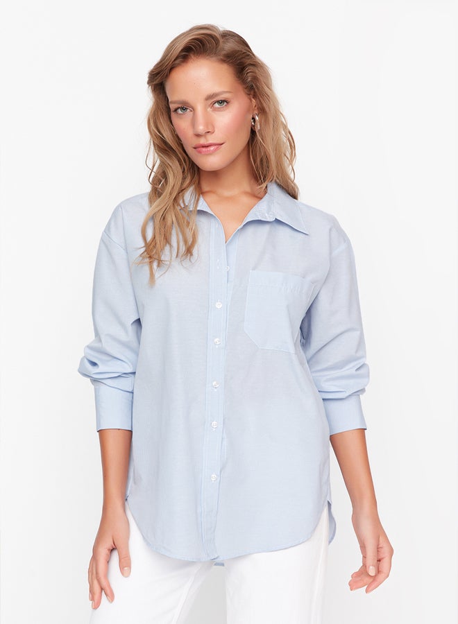 trendyol Shirt - Blue - Oversize  - Image 3
