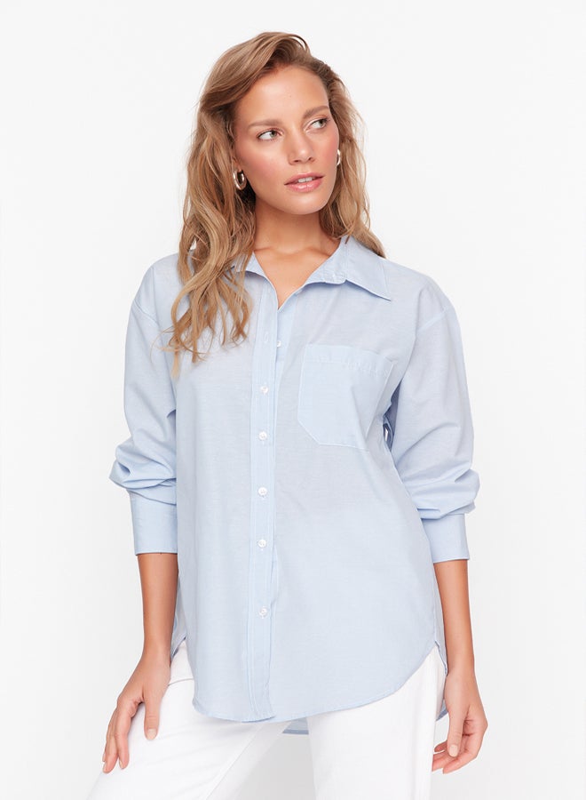 trendyol Shirt - Blue - Oversize  - Image 1