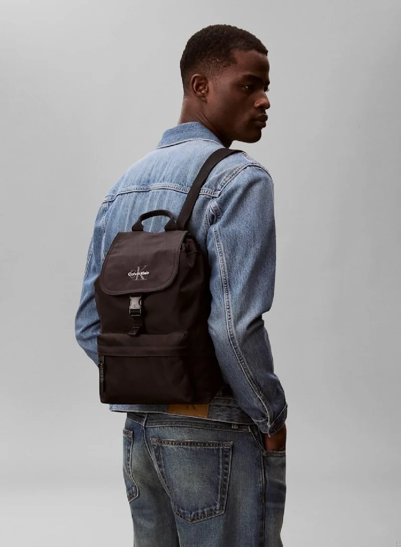 CALVIN KLEIN Black Bold Logo Mini Top Flap Backpack for Men | Best Price UAE