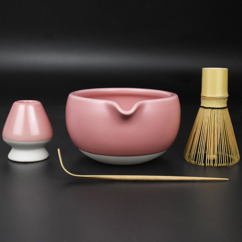 Artcome Complete Matcha Tea Ceremony Kit Bowl Whisk Whisk Holder Tea Scoop For Usucha Koicha Matcha Latte Pink