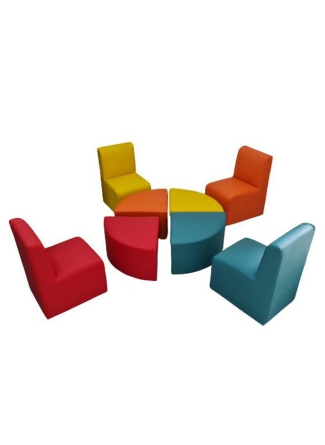 Generic Kids Modular Colorful Soft Foam Sofa Flexible Seating Set Classroom or home for Kids up to 8 Years old, 8 pcs  - Image 3