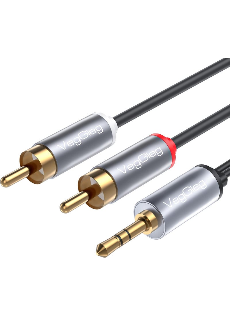 veggıeg VegGieg 3.5mm Aux To 2 Rca Hi-Fi Audio Cable 20 Meters 