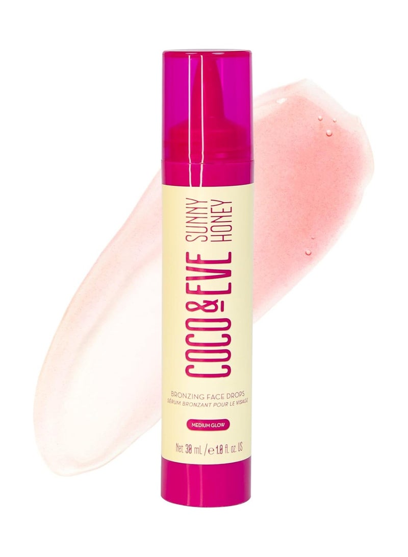 COCO & EVE Eve Sunny Honey Bronzing Face Drops Medium Glow Natural Self Tanning Face Drops Hydrating Hyaluronic Acid Indoor Sunless Moisturizing Self Tanner 30ml - Image 1