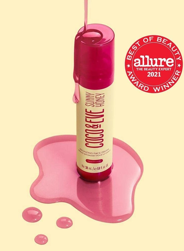 COCO & EVE Eve Sunny Honey Bronzing Face Drops Medium Glow Natural Self Tanning Face Drops Hydrating Hyaluronic Acid Indoor Sunless Moisturizing Self Tanner 30ml - Image 2