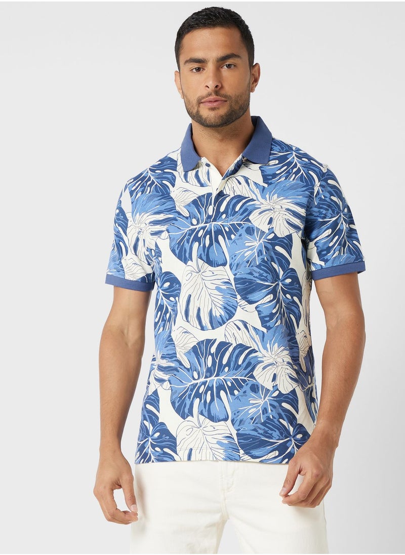 Mango Man - Tropical Printed Polo Shirt - Image 1