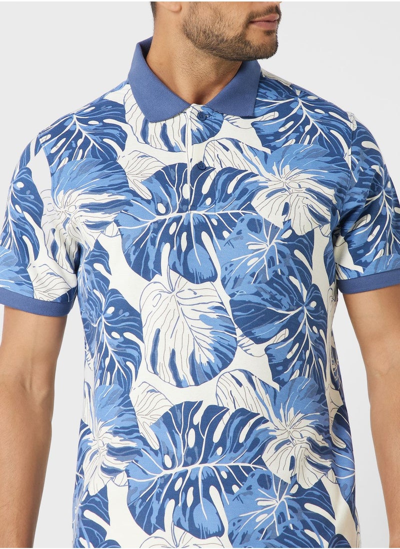 Mango Man - Tropical Printed Polo Shirt - Image 1