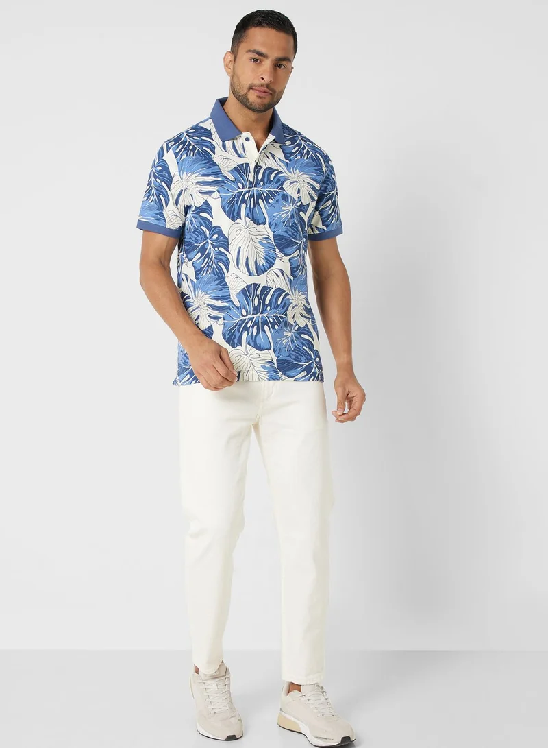 Mango Man Tropical Printed Polo Shirt